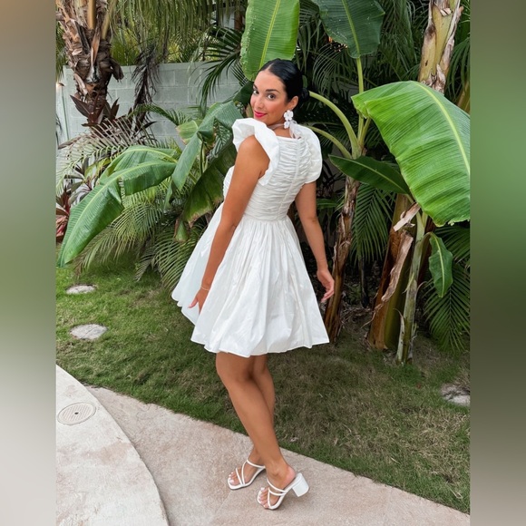 Watters Pavlova Square-Neck Taffeta Mini Dress - Picture 2 of 4